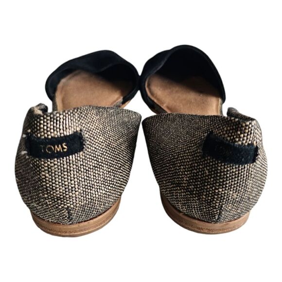 TOMS Jutti D'Orsay Black Suede Metallic Woven Flats - Size 9 1/2 - Picture 4 of 8